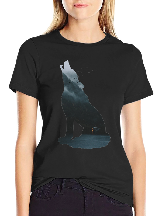Wolf Silhouette Graphic Tee - Urban Style