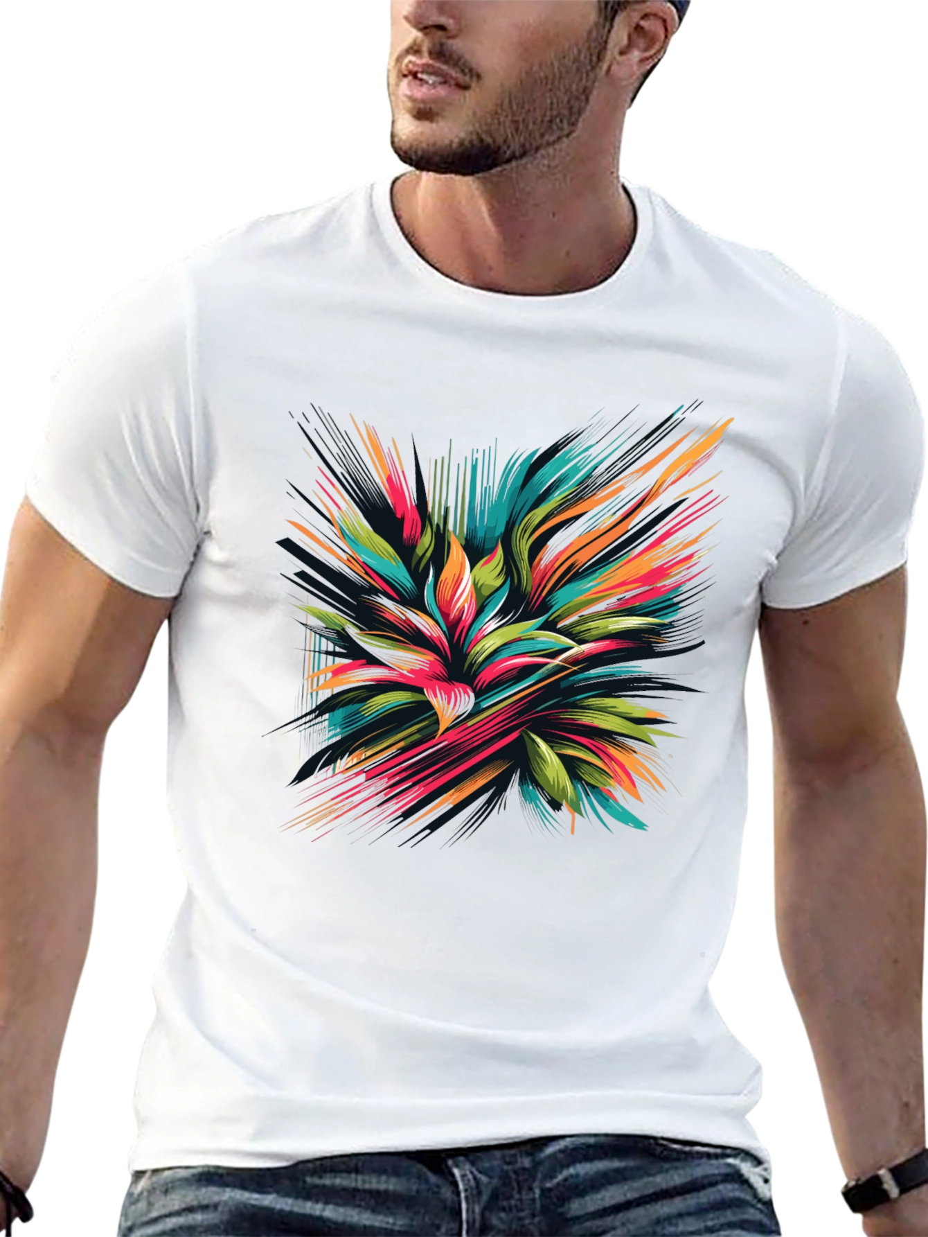 Abstract Floral Graphic Black T-Shirt