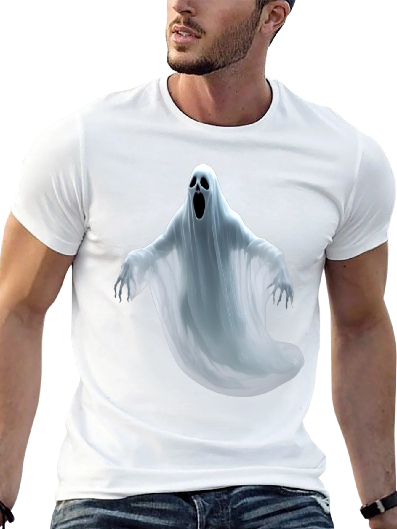Spooky Ghost Graphic Tee - Halloween T-Shirt