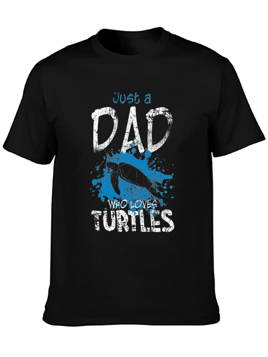 Dad Who Loves Turtles Black Graphic T-Shirt