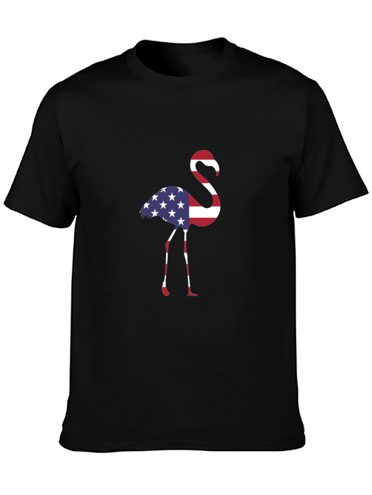 American Flag Flamingo Graphic T-Shirt