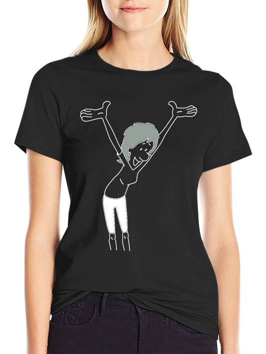 Joyful Cartoon Graphic Black T-Shirt