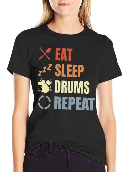 Eat Sleep Drums Repeat T-Shirt Drummer Tee