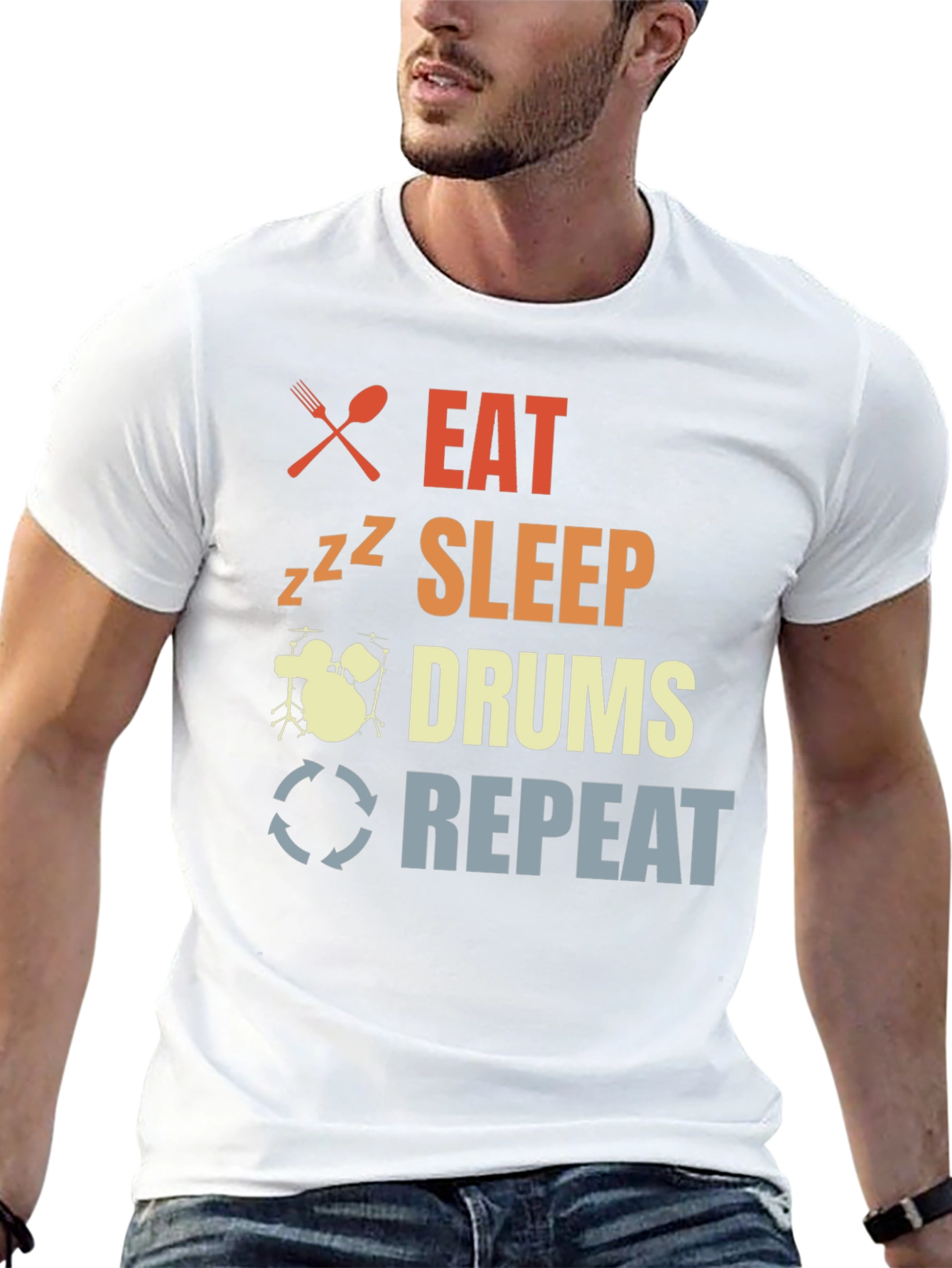 Eat Sleep Drums Repeat T-Shirt Drummer Tee