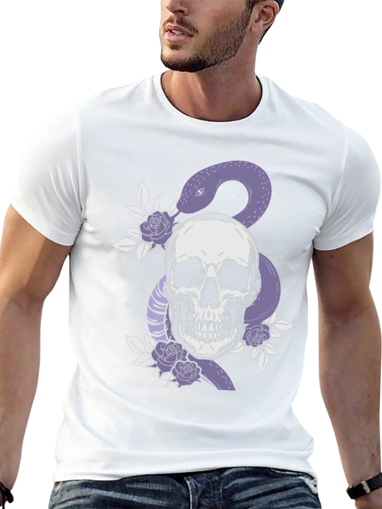 Skull & Snake Graphic Tee - Edgy Fashion