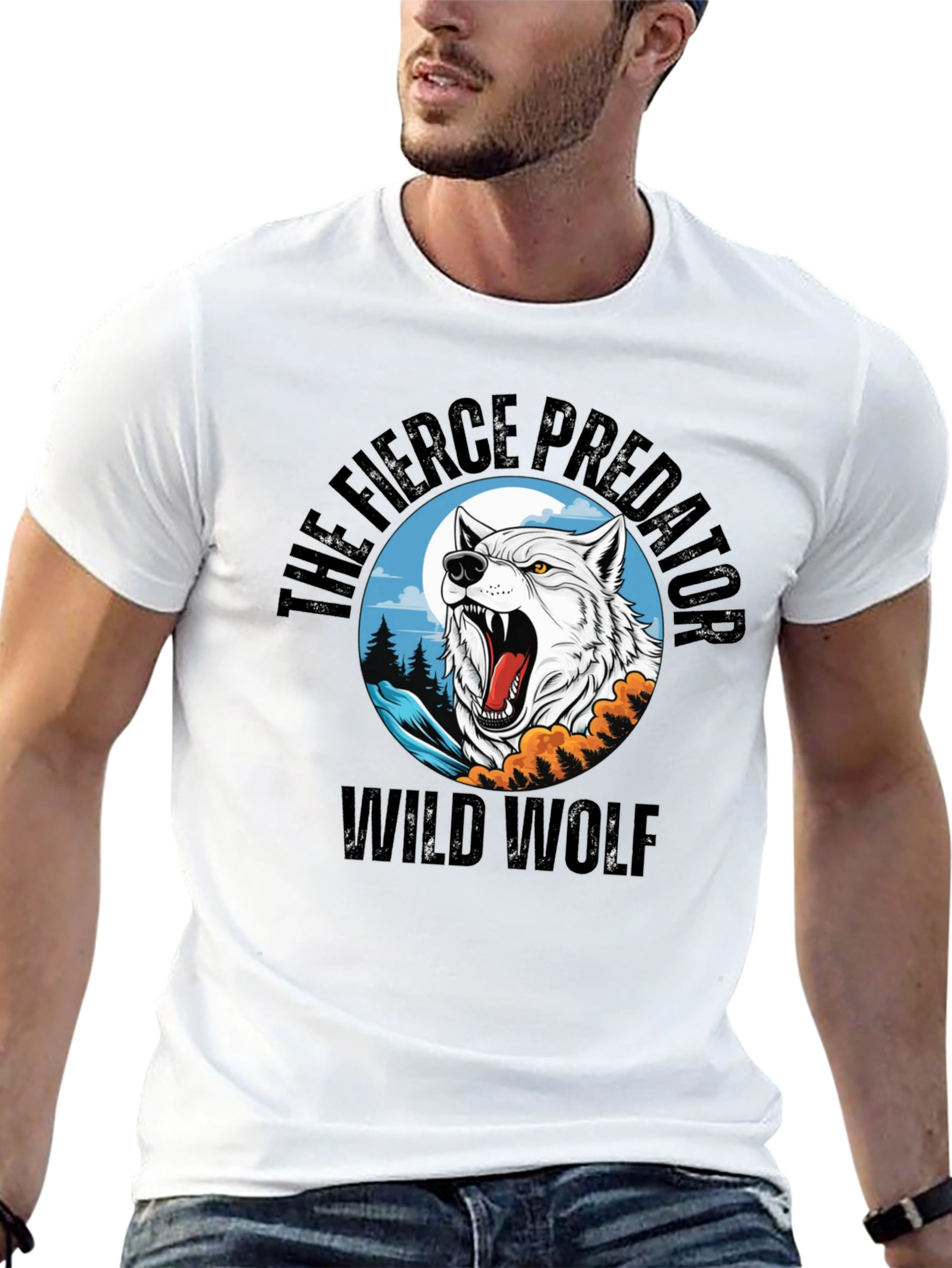 Wild Wolf Fierce Predator Graphic T-Shirt