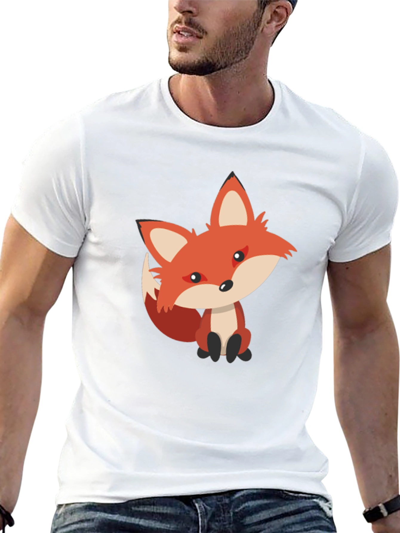 Cute Fox Graphic Tee - Black
