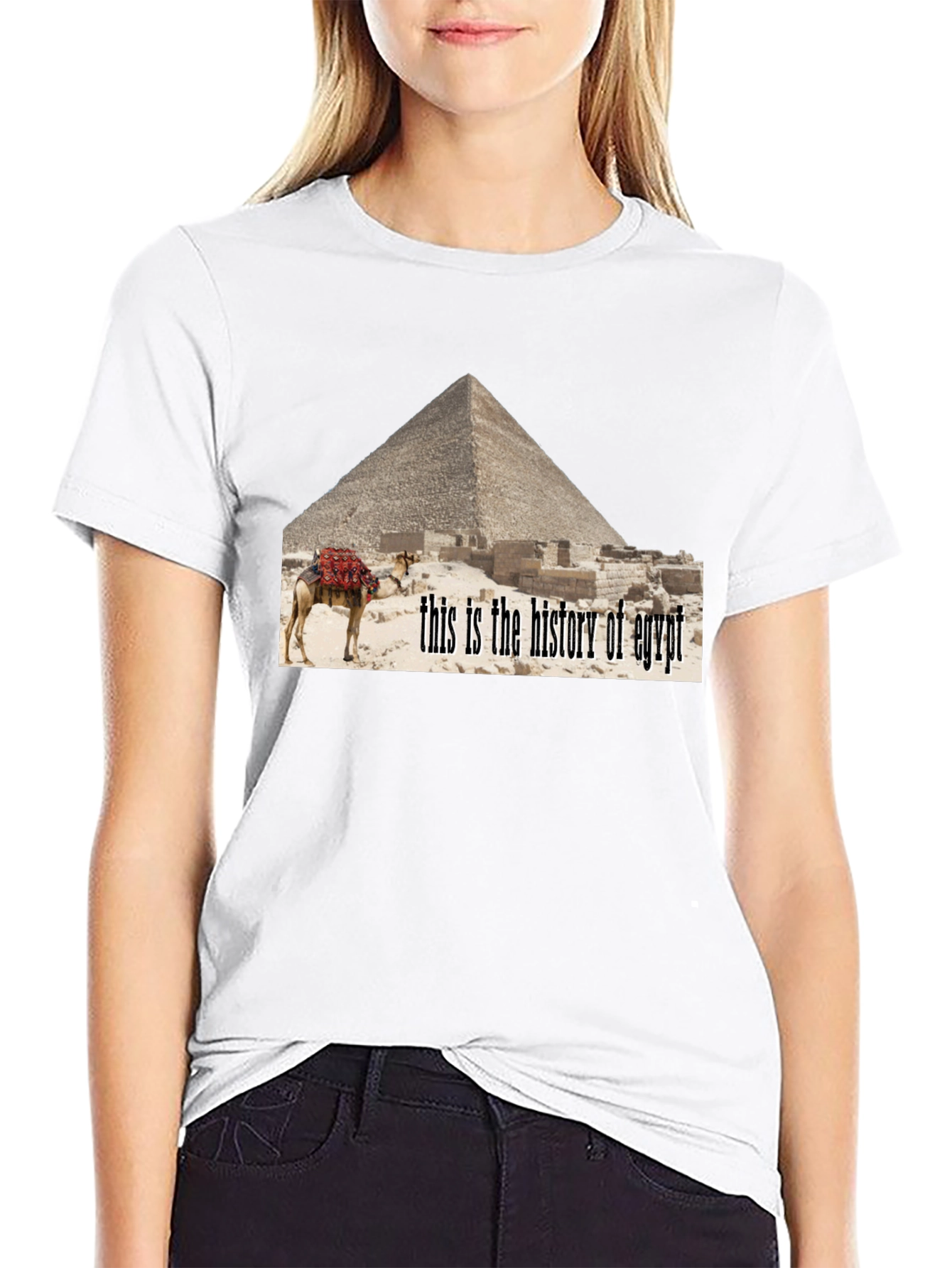 Egypt History T-Shirt - Pyramid Camel Design
