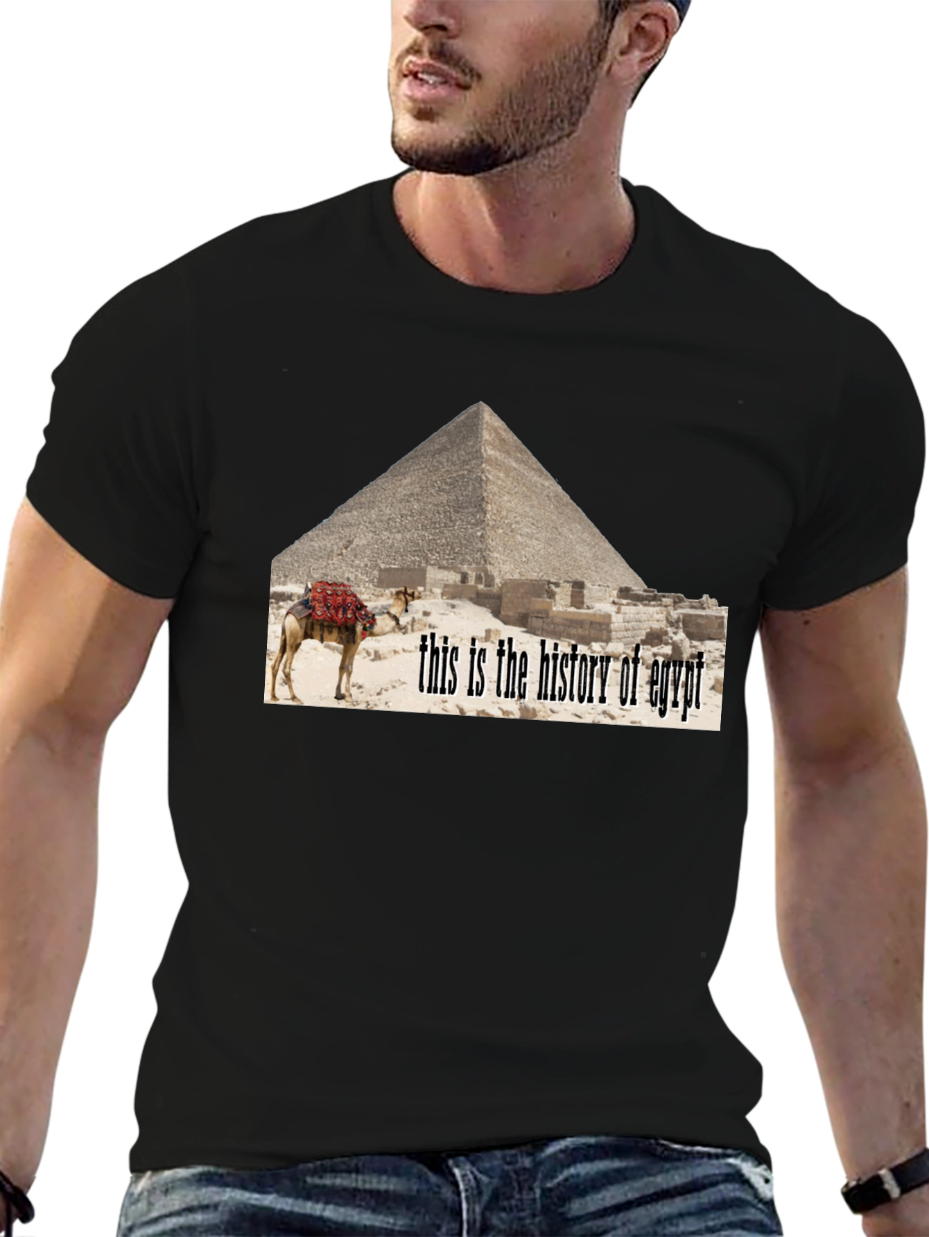Egypt History T-Shirt - Pyramid Camel Design