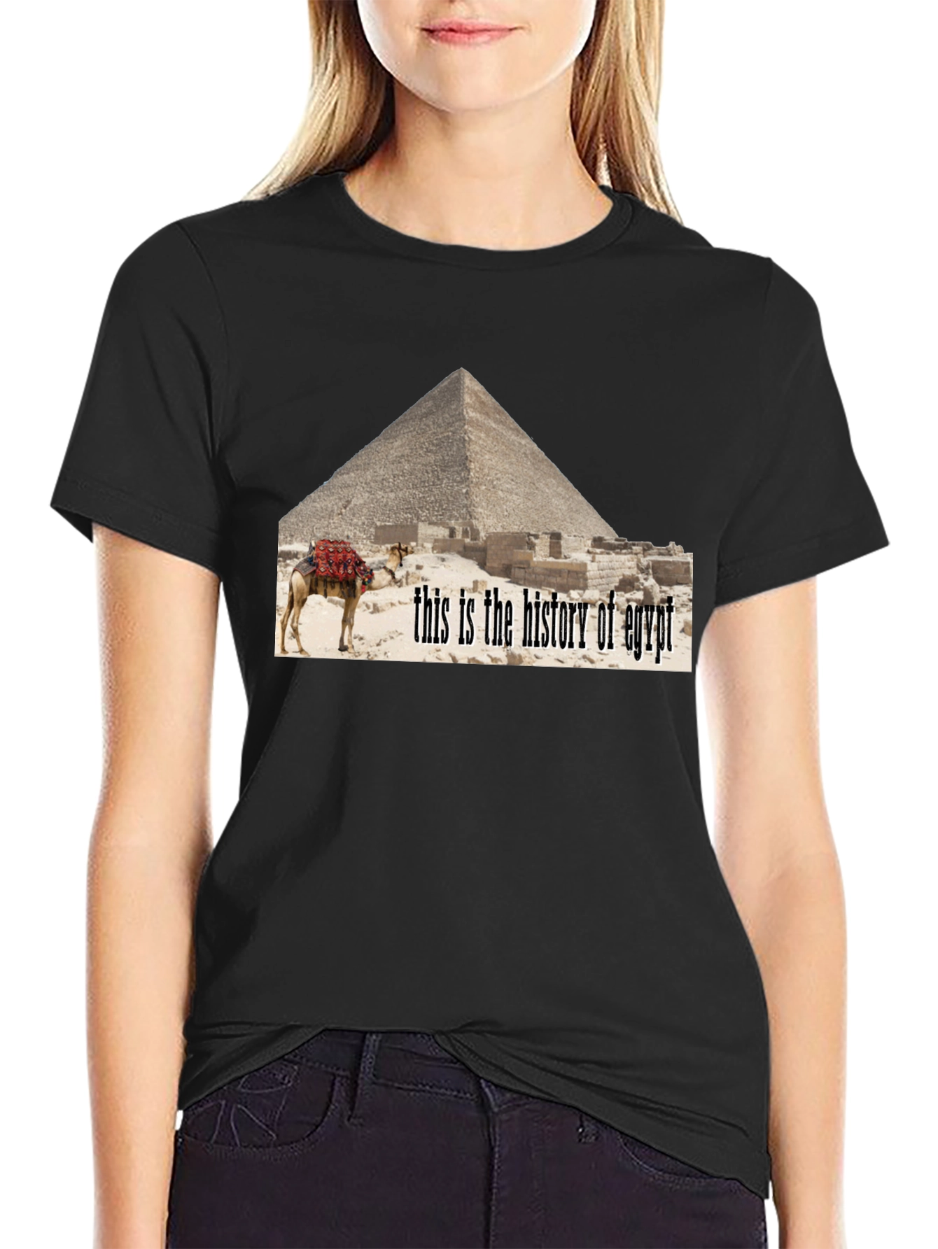 Egypt History T-Shirt - Pyramid Camel Design