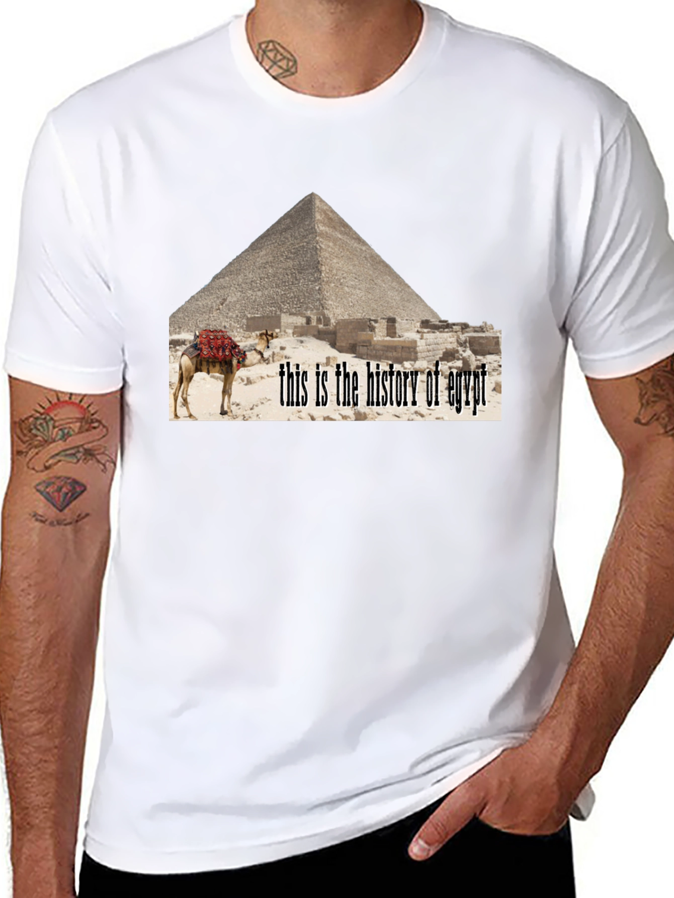 Egypt History T-Shirt - Pyramid Camel Design