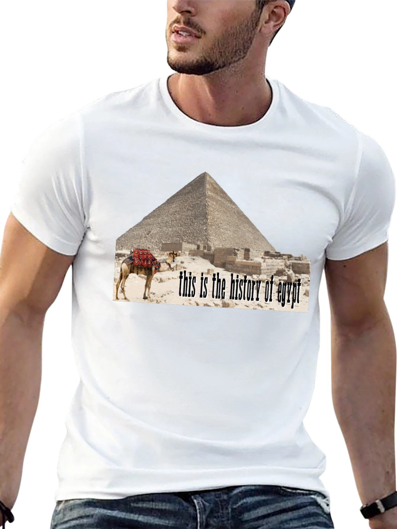 Egypt History T-Shirt - Pyramid Camel Design