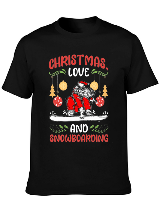 Christmas Santa Snowboarding T-Shirt