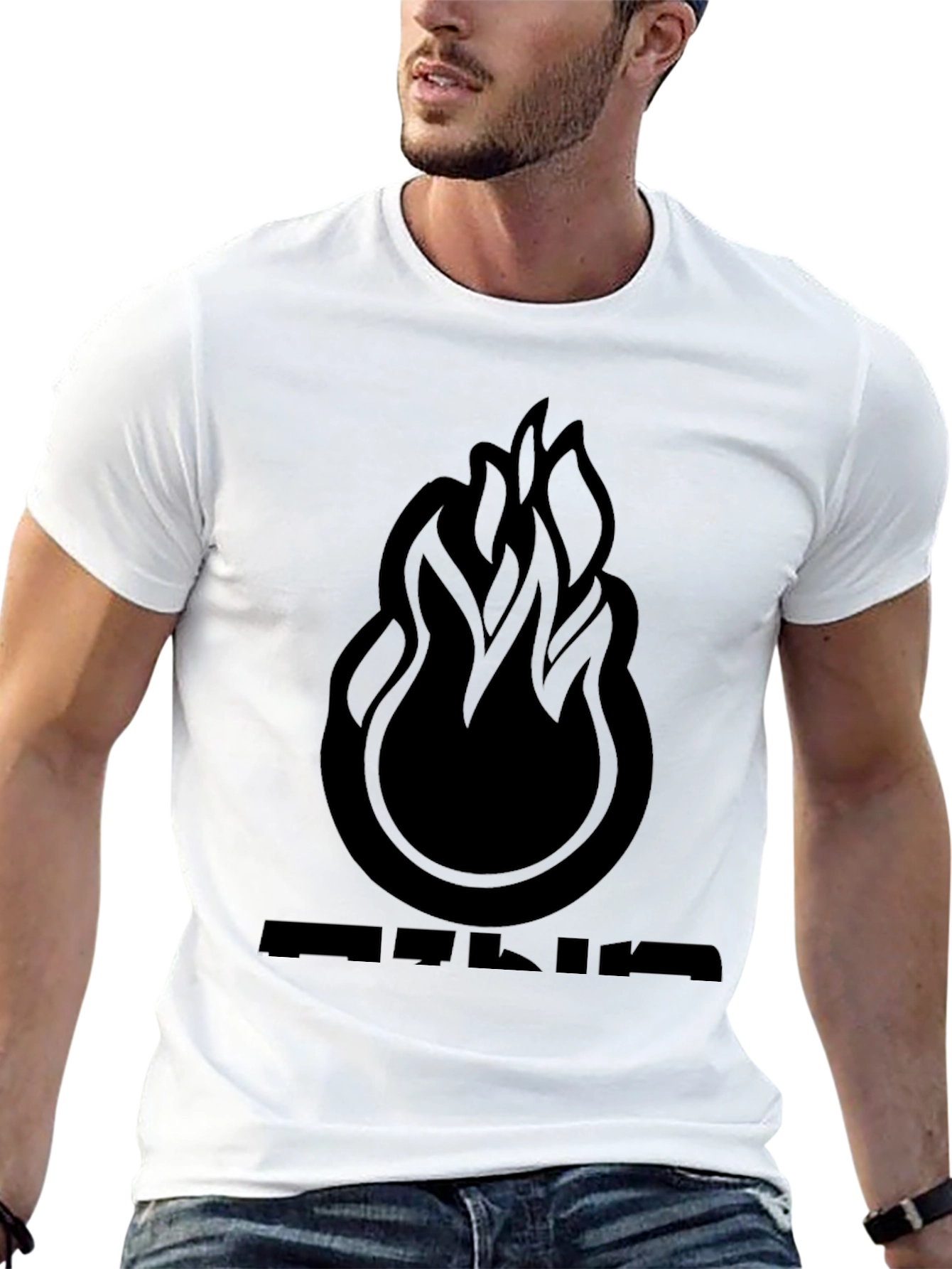 Bold Flame Graphic Black T-Shirt