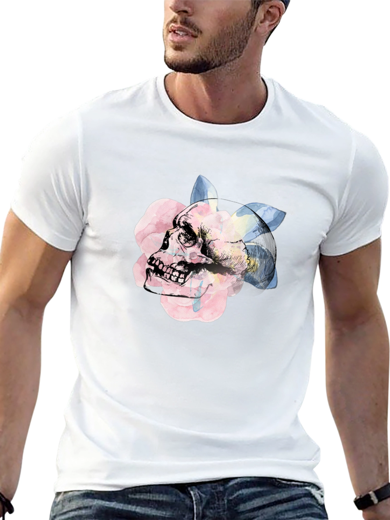 Skull & Rose Graphic Tee - Unique Artistic Design