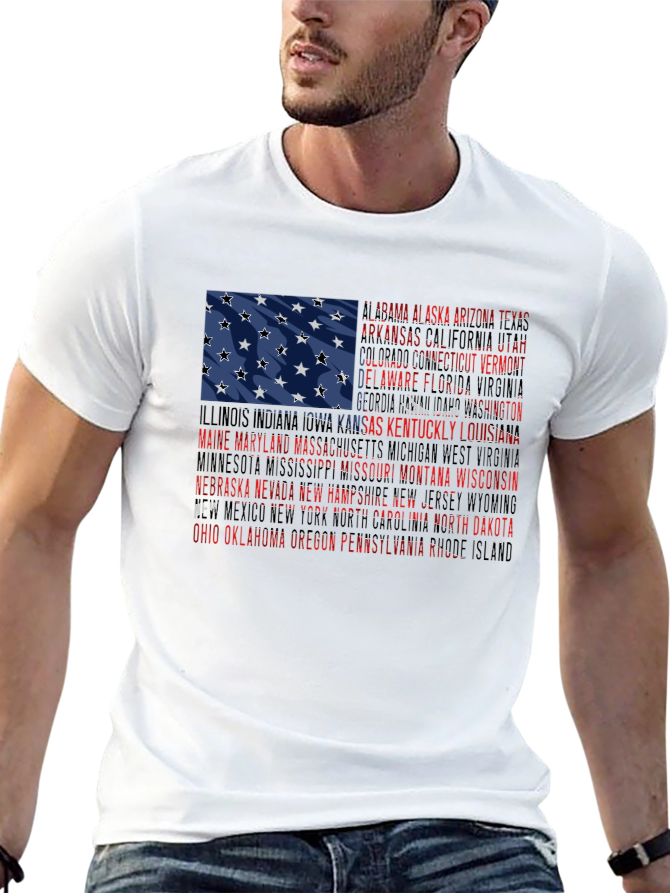 USA States Flag Graphic T-Shirt
