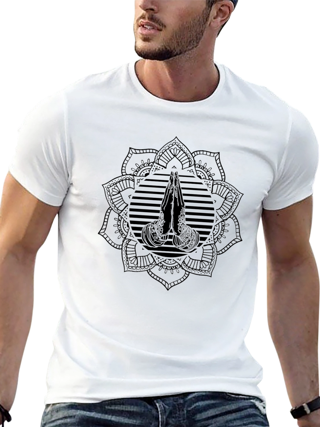 Black Mandala Hands T-Shirt - Stylish Graphic Tee