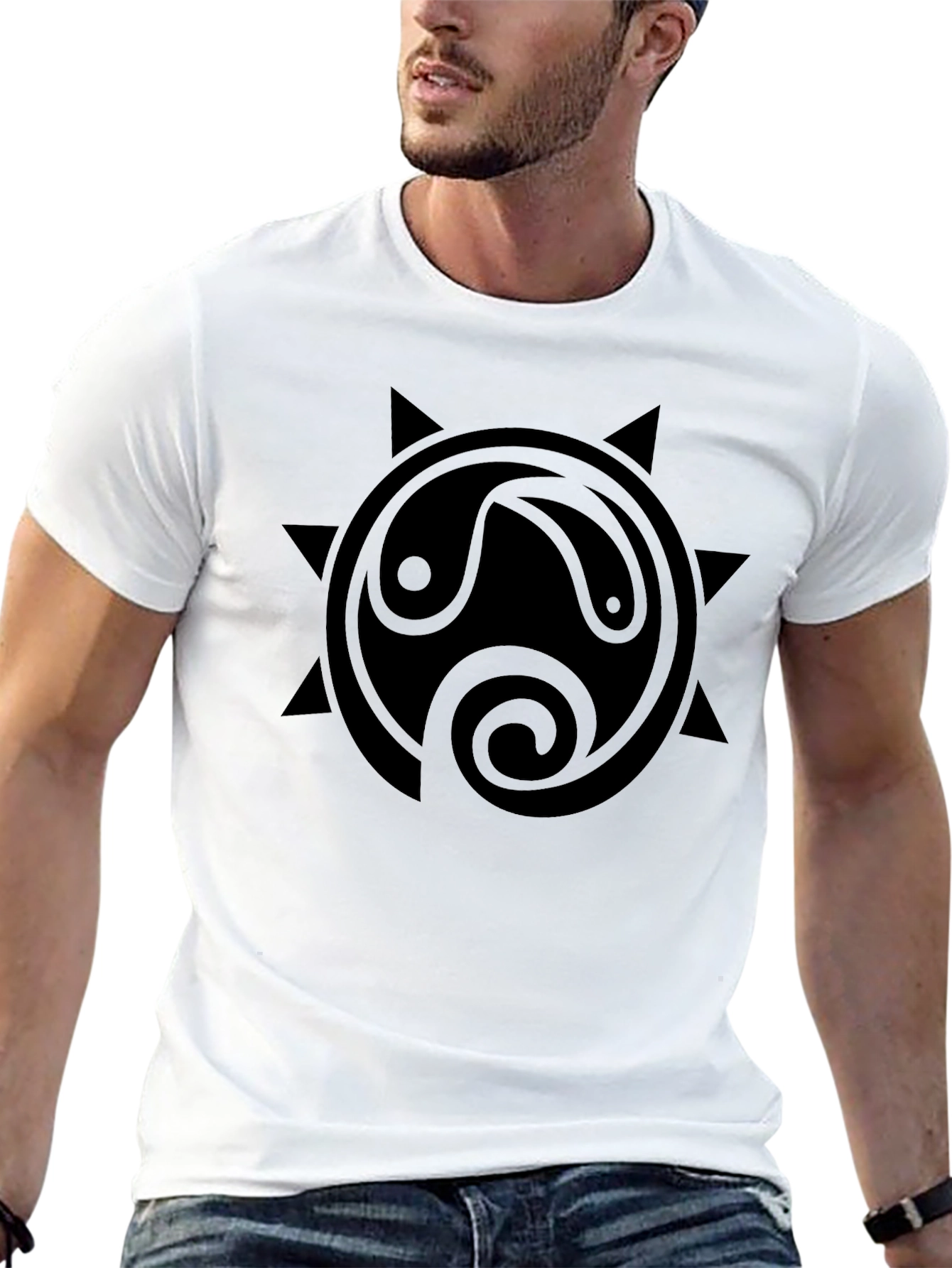 Black Yin Yang Sun Graphic Tee