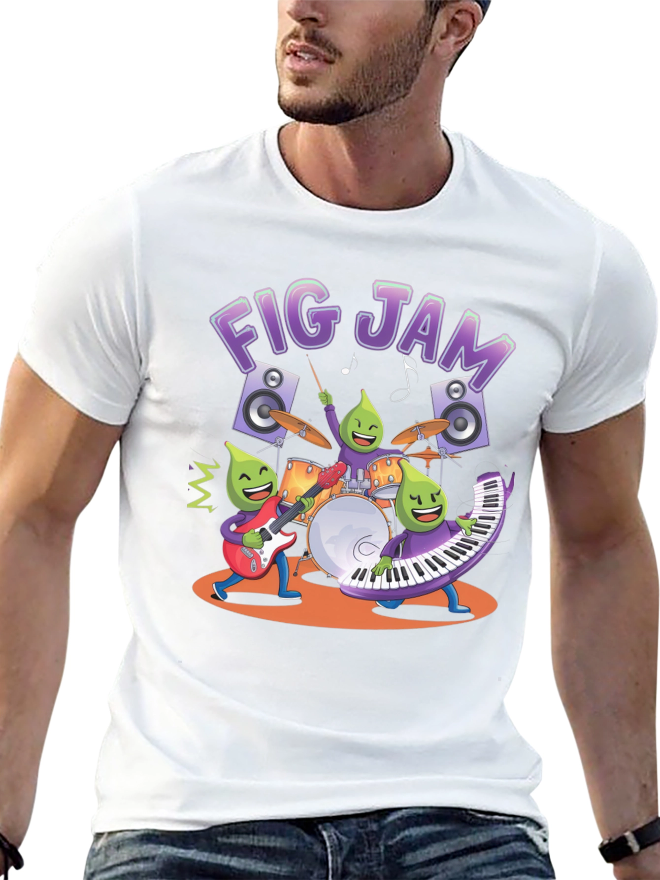 Fig Jam Band Graphic T-Shirt - Cool Musician Tee
