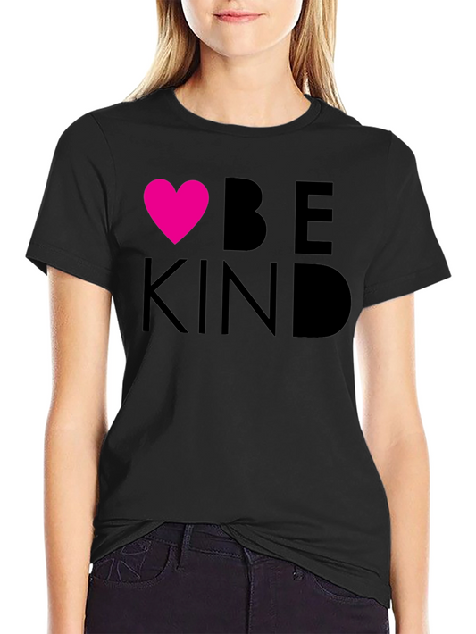 Be Kind Heart Graphic Tee - Black Cotton T-Shirt
