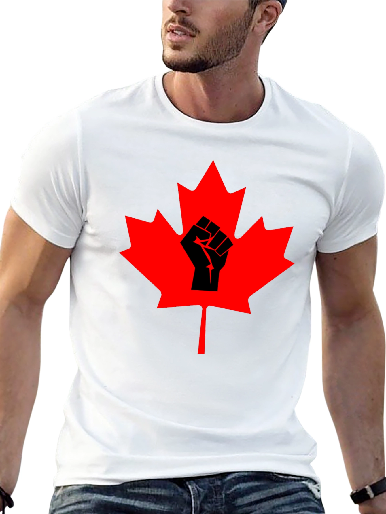 Maple Leaf Fist Graphic T-Shirt - Black