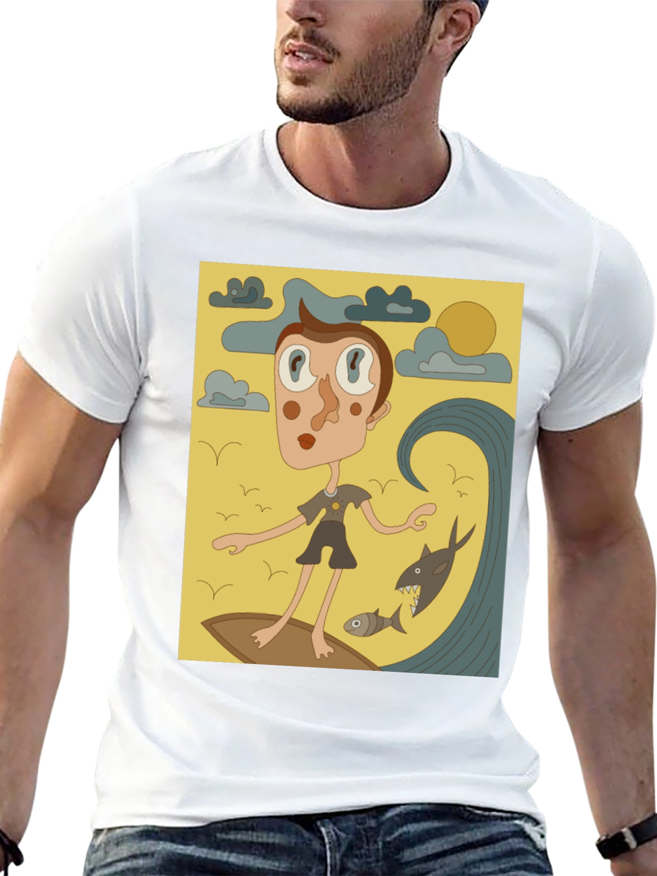 Surfing Cartoon Graphic T-Shirt