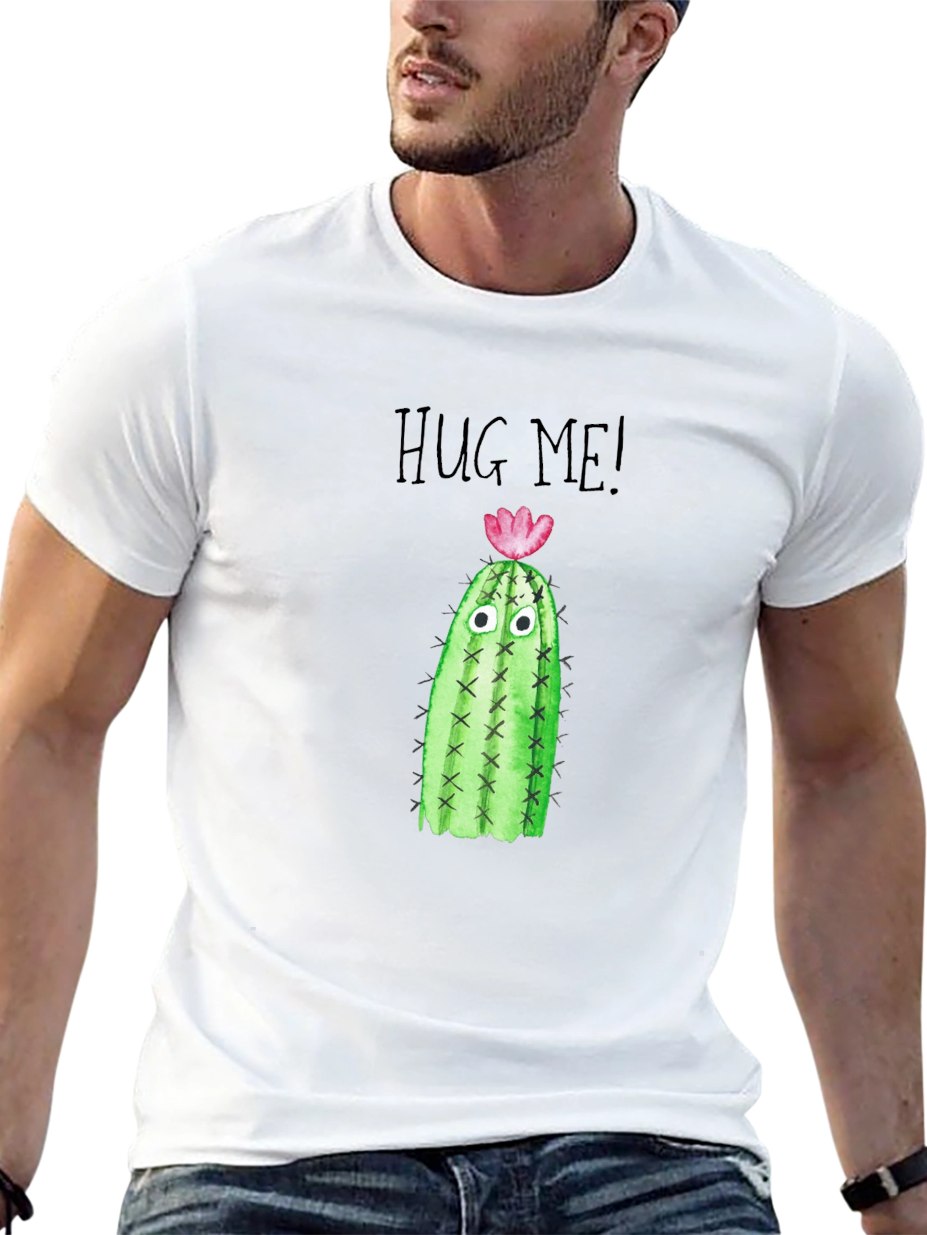 Hug Me Cactus Tee - Quirky Graphic T-Shirt