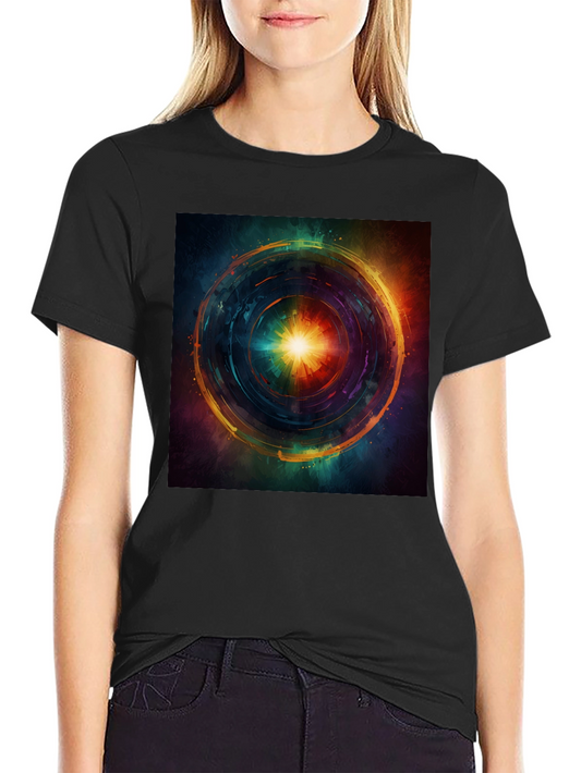 Abstract Vortex Graphic Print Black T-Shirt