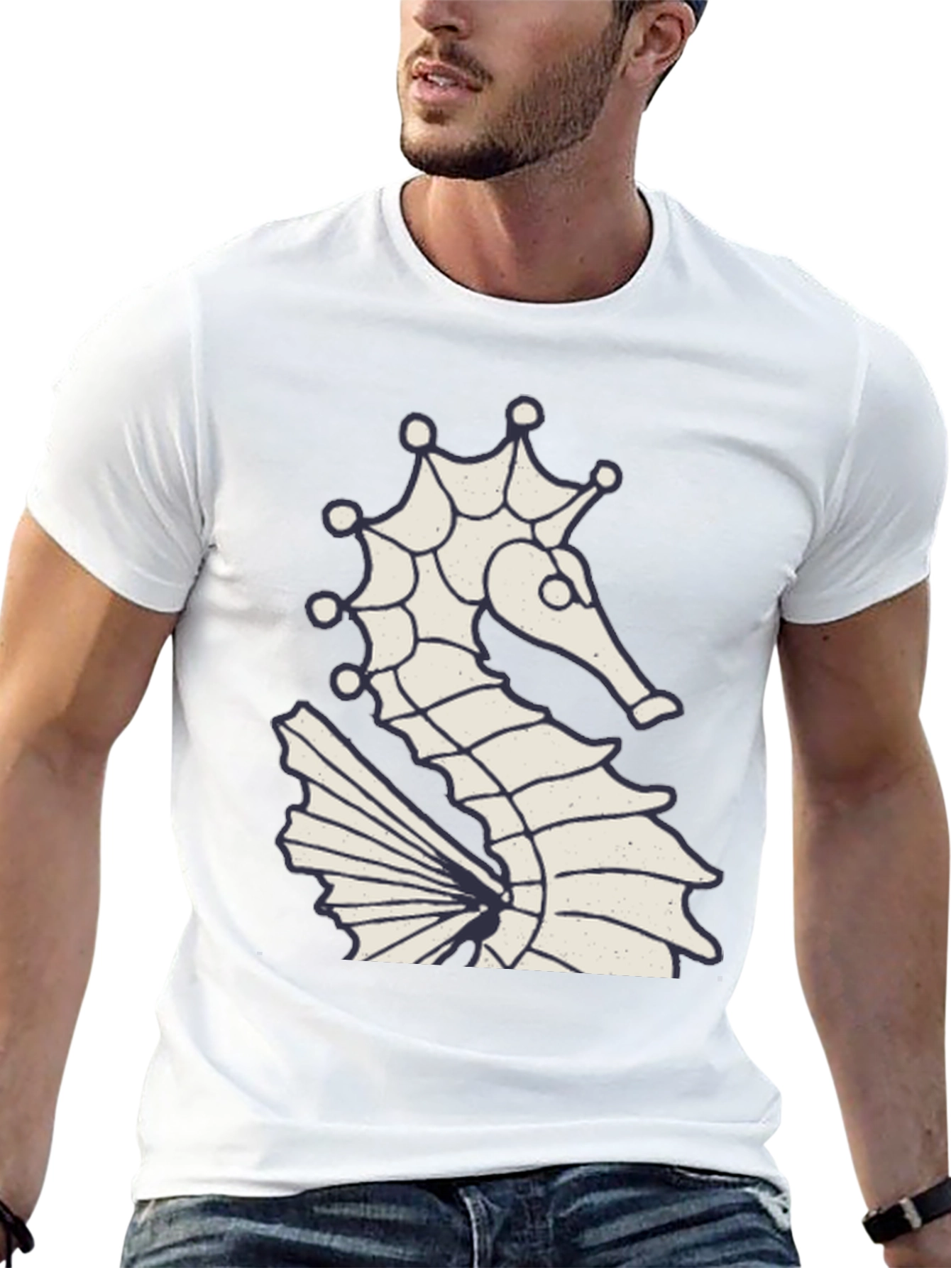 Seahorse Graphic Tee - Black Cotton Blend