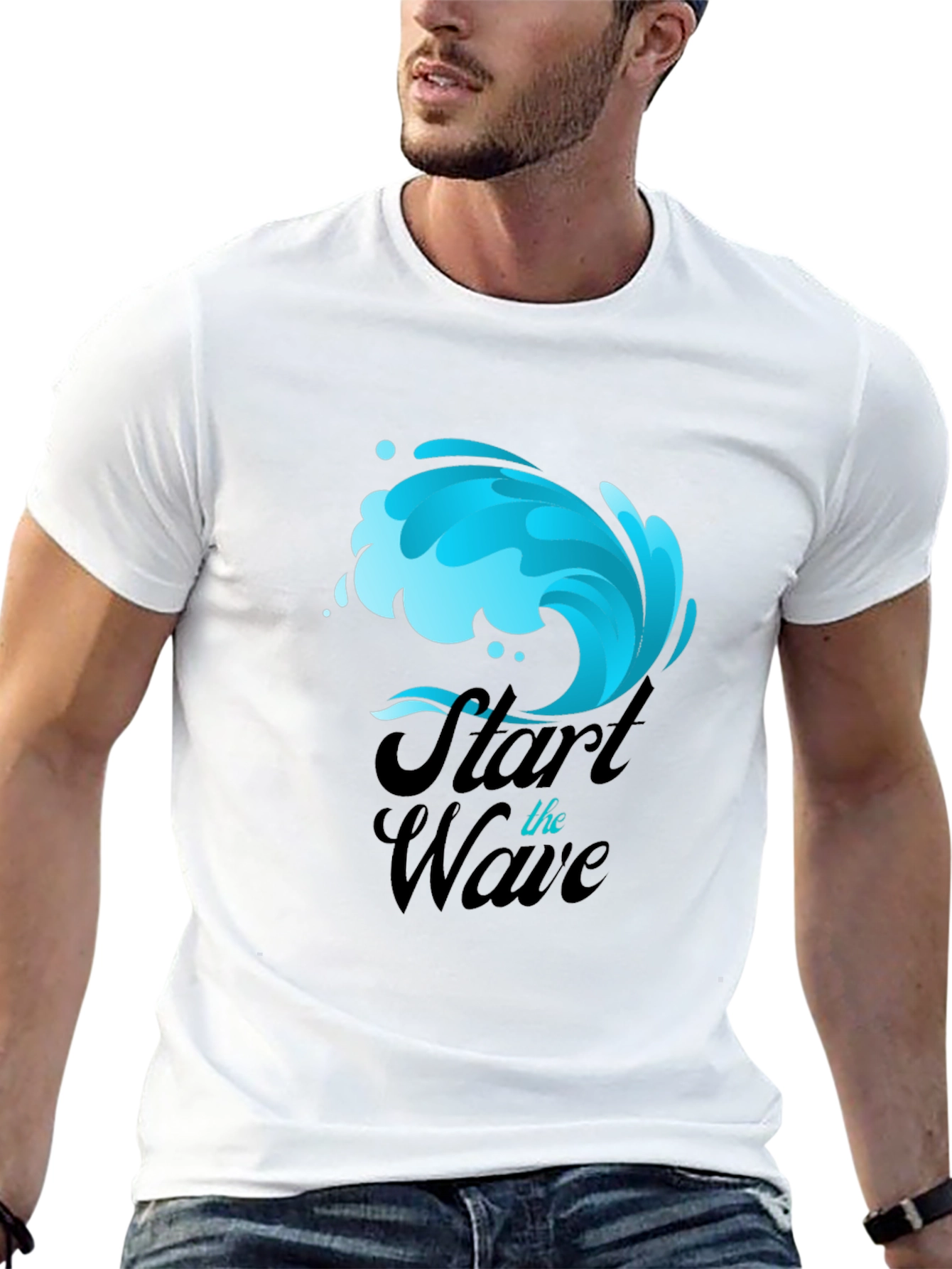 Start the Wave Graphic Print Black T-Shirt