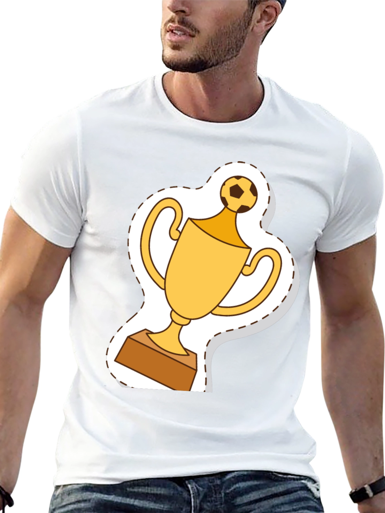 Soccer Trophy Graphic Tee - Black Cotton T-Shirt