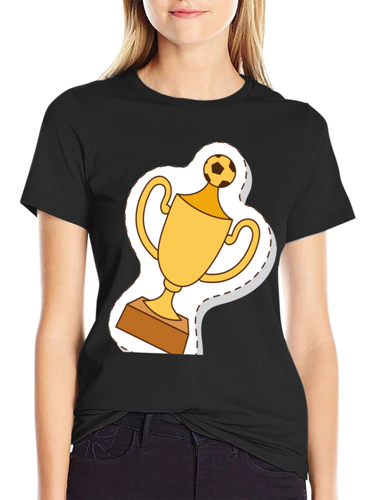 Soccer Trophy Graphic Tee - Black Cotton T-Shirt