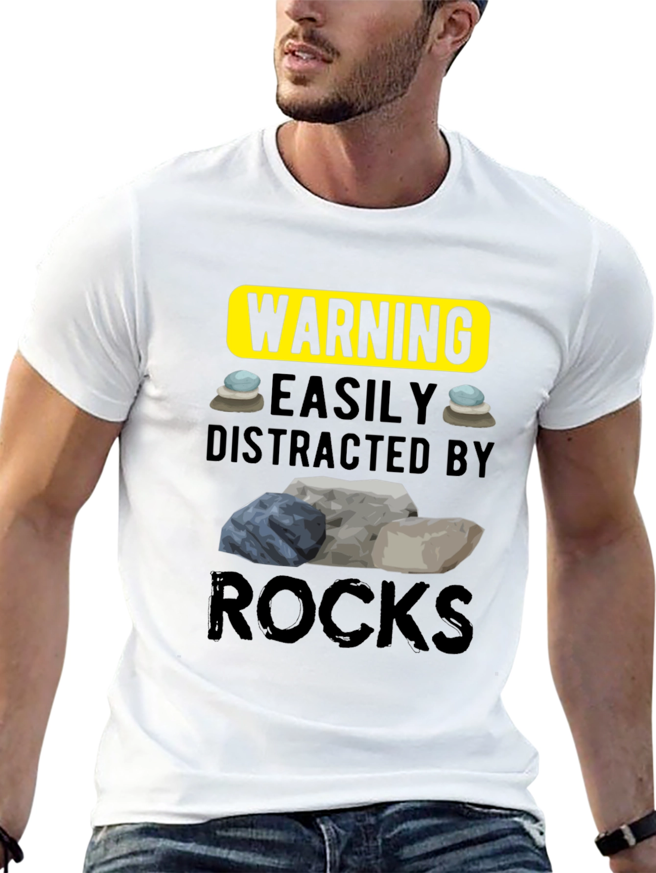 Warning Easily Distracted by Rocks T-Shirt