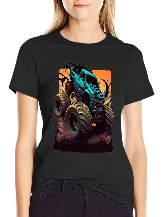 Monster Truck Graphic Tee - Black Cotton Blend