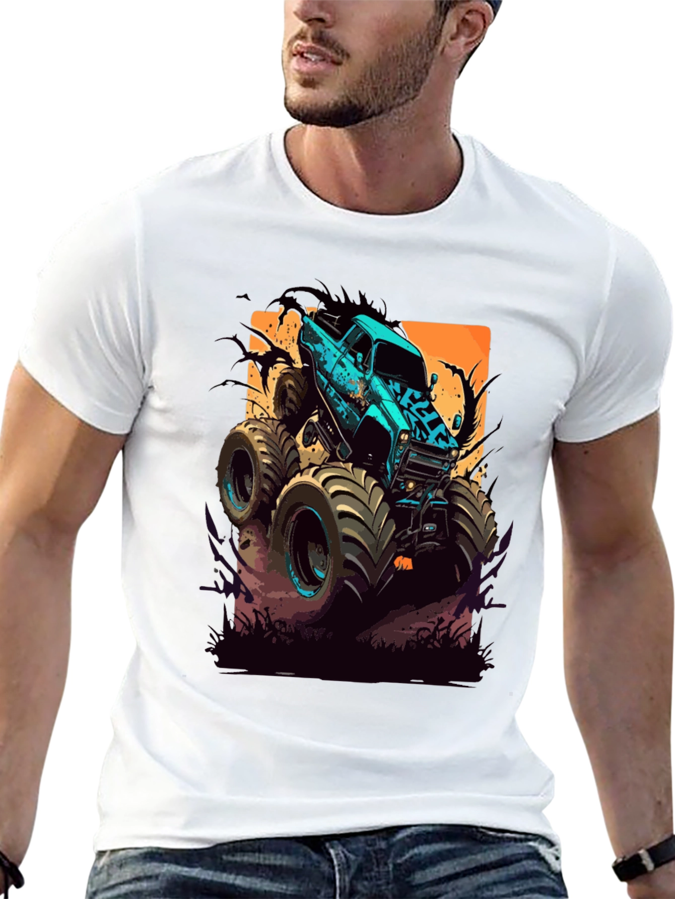 Monster Truck Graphic Tee - Black Cotton Blend