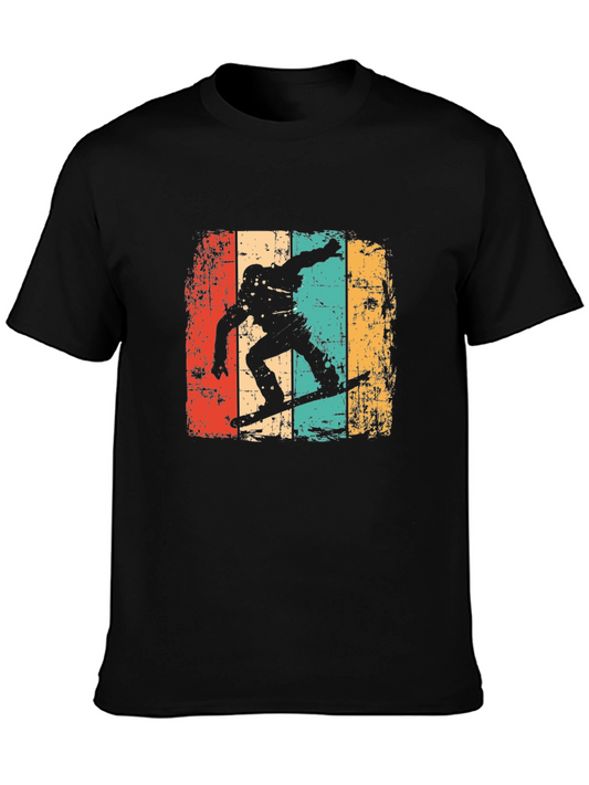 Retro Snowboarder Graphic Tee - Vintage Style Black T-Shirt