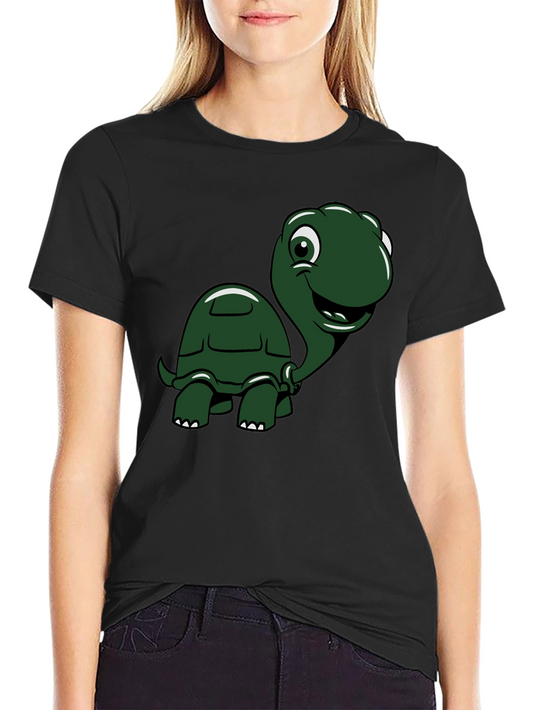 Cartoon Turtle Graphic T-Shirt - Black