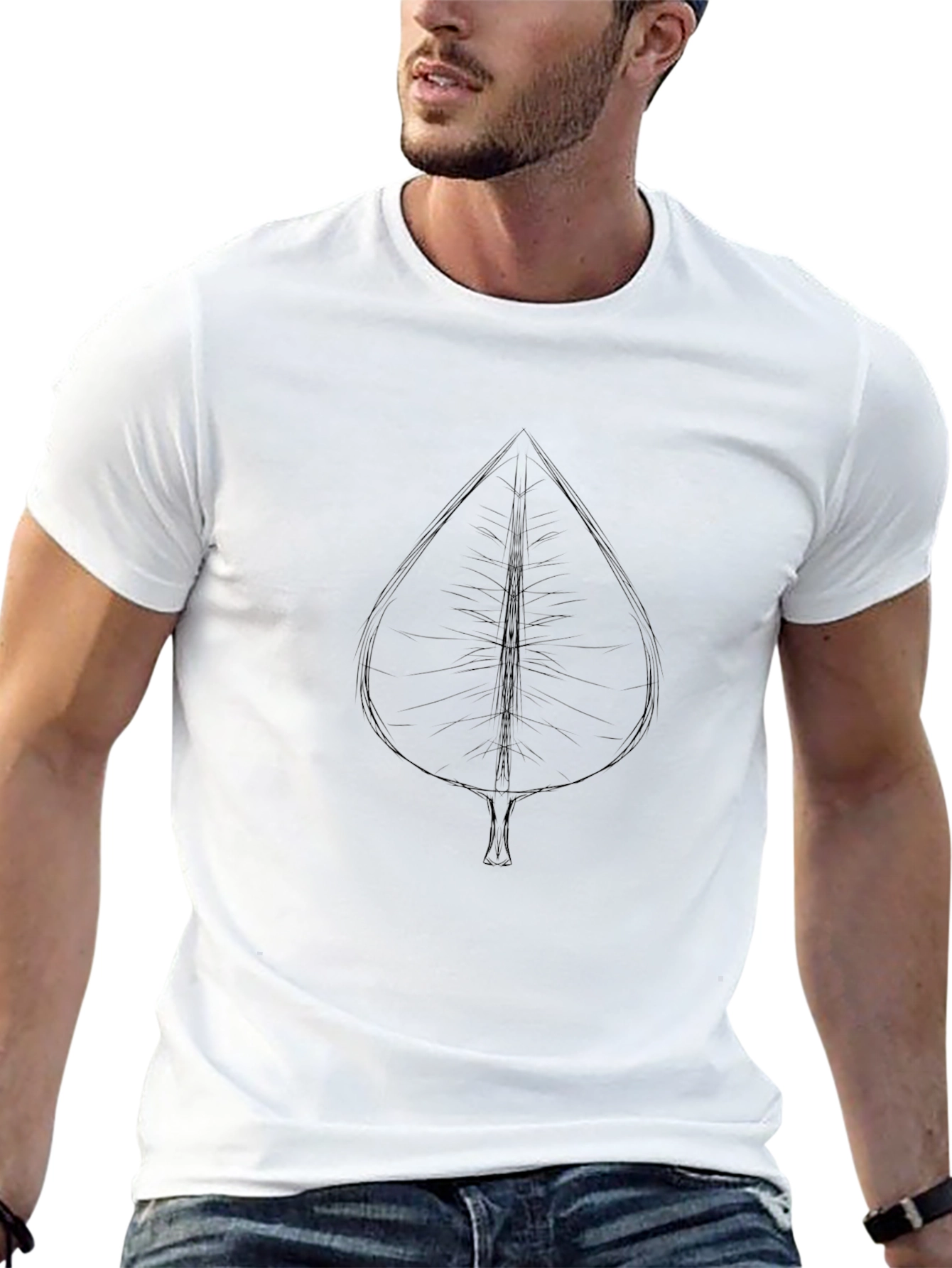 Mens Black Spade Leaf Graphic Tee