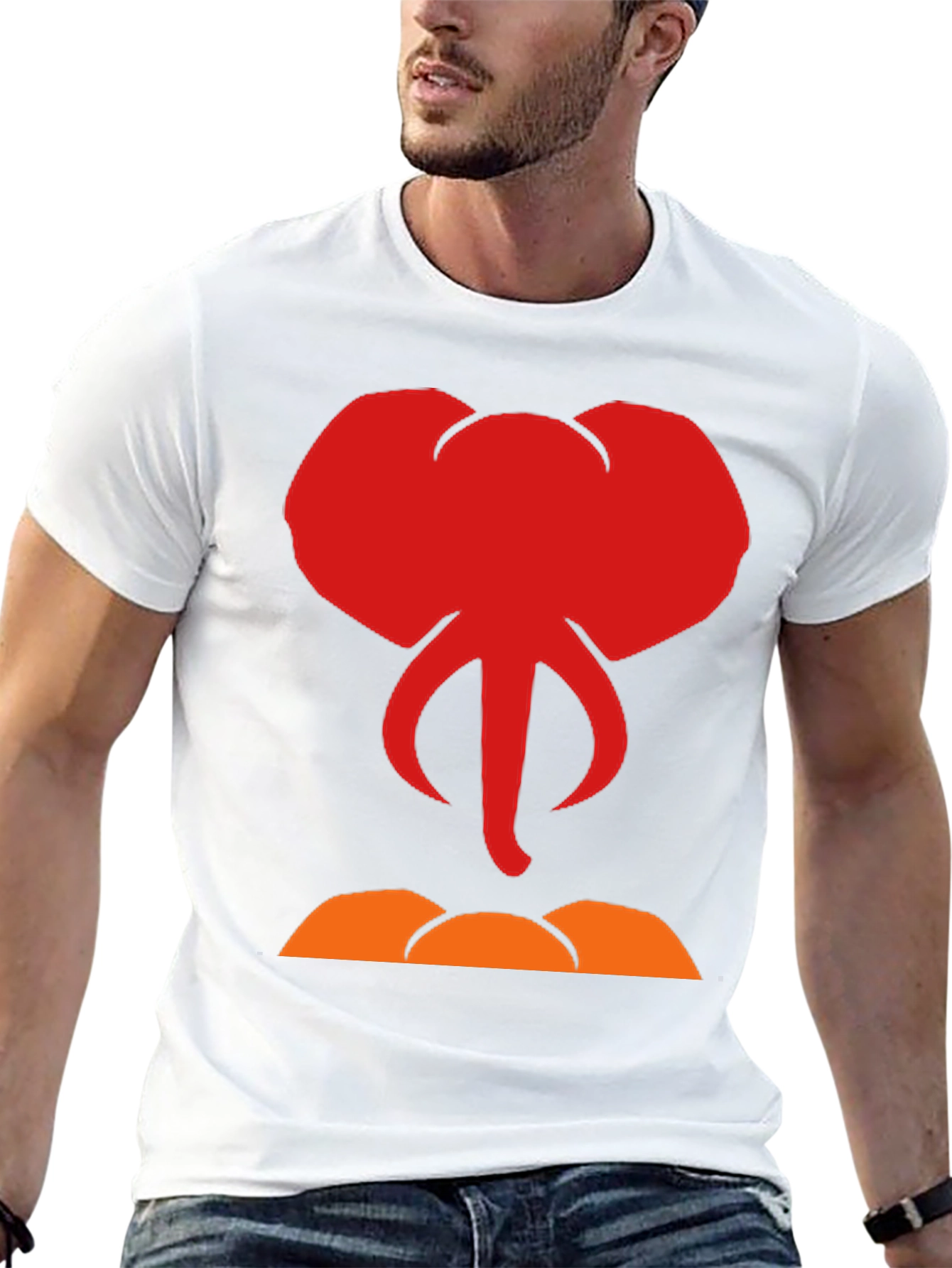 Elephant Head Graphic Tee - Black Cotton T-Shirt