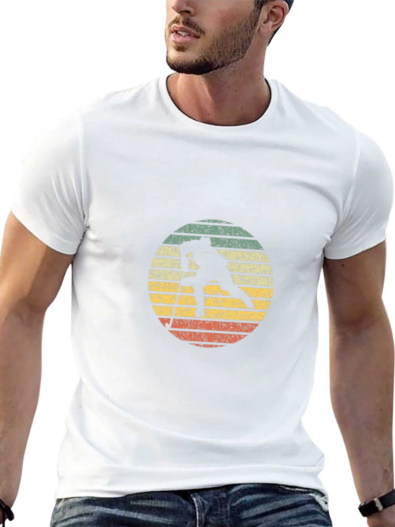 Retro Ski Silhouette Graphic Tee - Black Cotton Blend