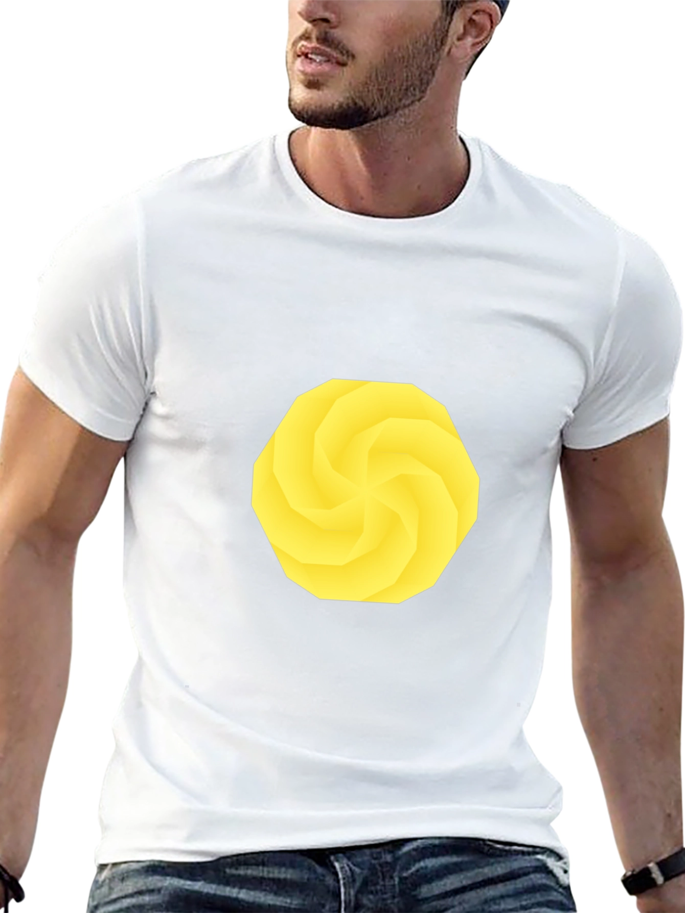 Geometric Yellow Pattern Black T-Shirt