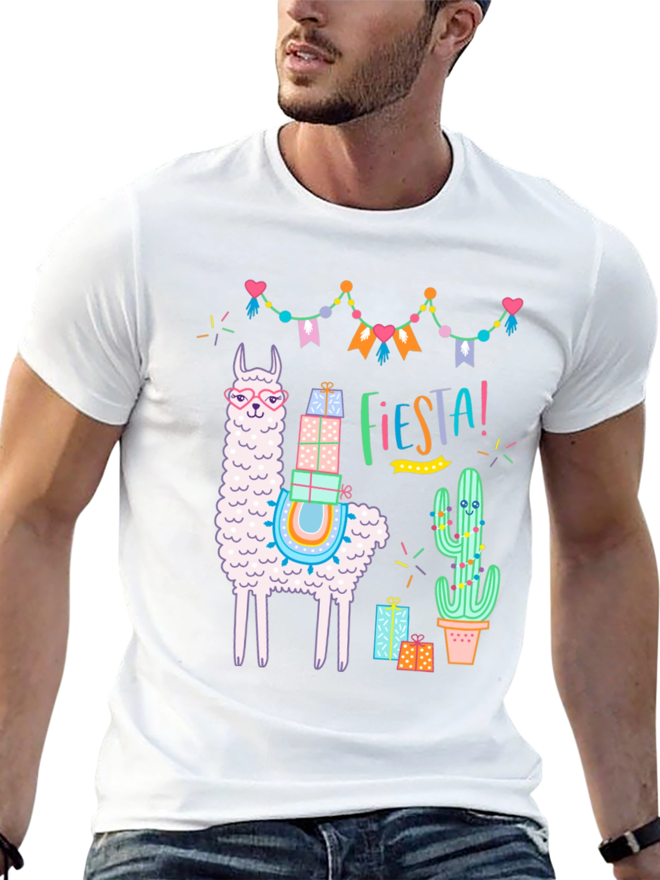 Fiesta Llama Graphic Tee - Black Cotton T-Shirt
