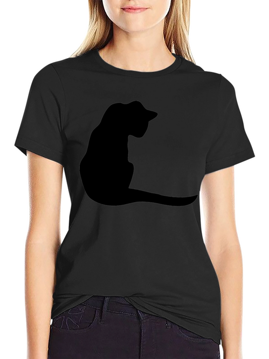 Black Cat Silhouette T-Shirt - Casual Graphic Tee