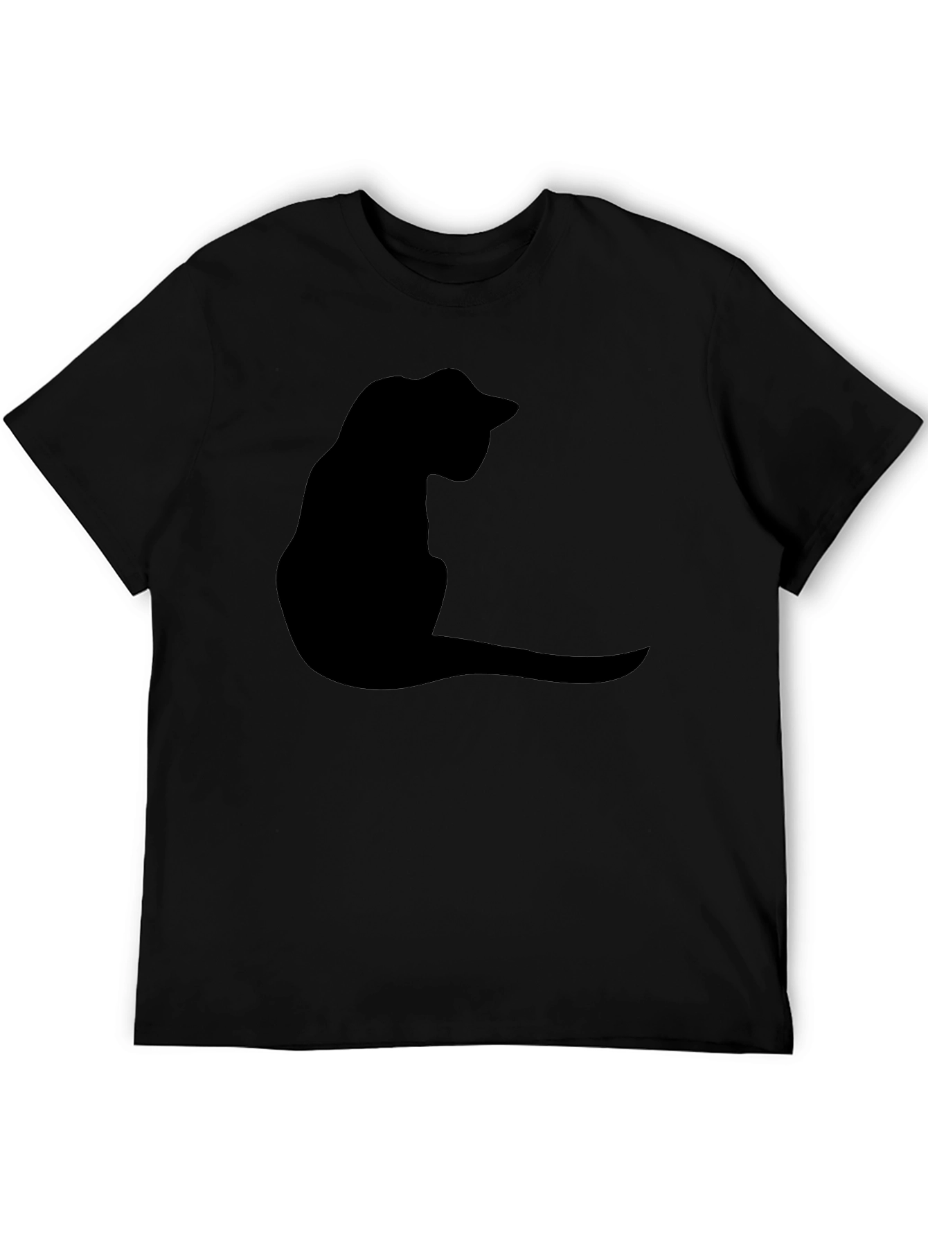 Black Cat Silhouette T-Shirt - Casual Graphic Tee
