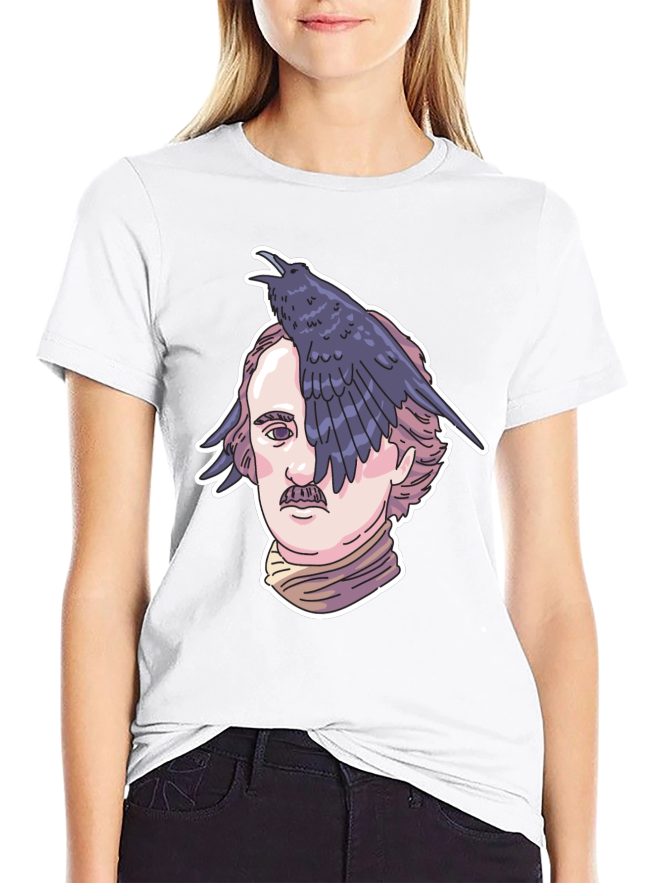 Edgar Allan Poe Raven Graphic Tee - Black