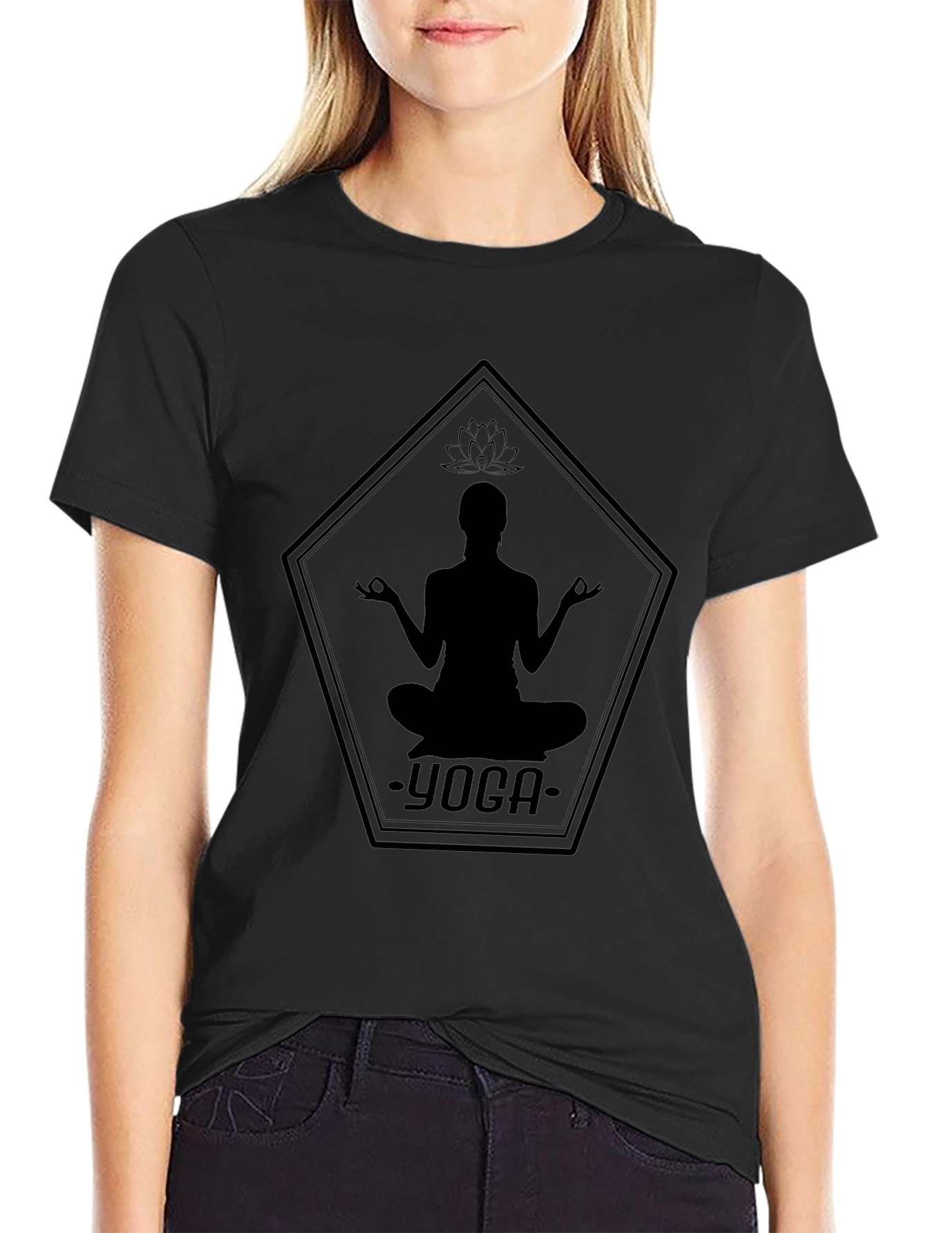 Yoga Silhouette Black T-Shirt