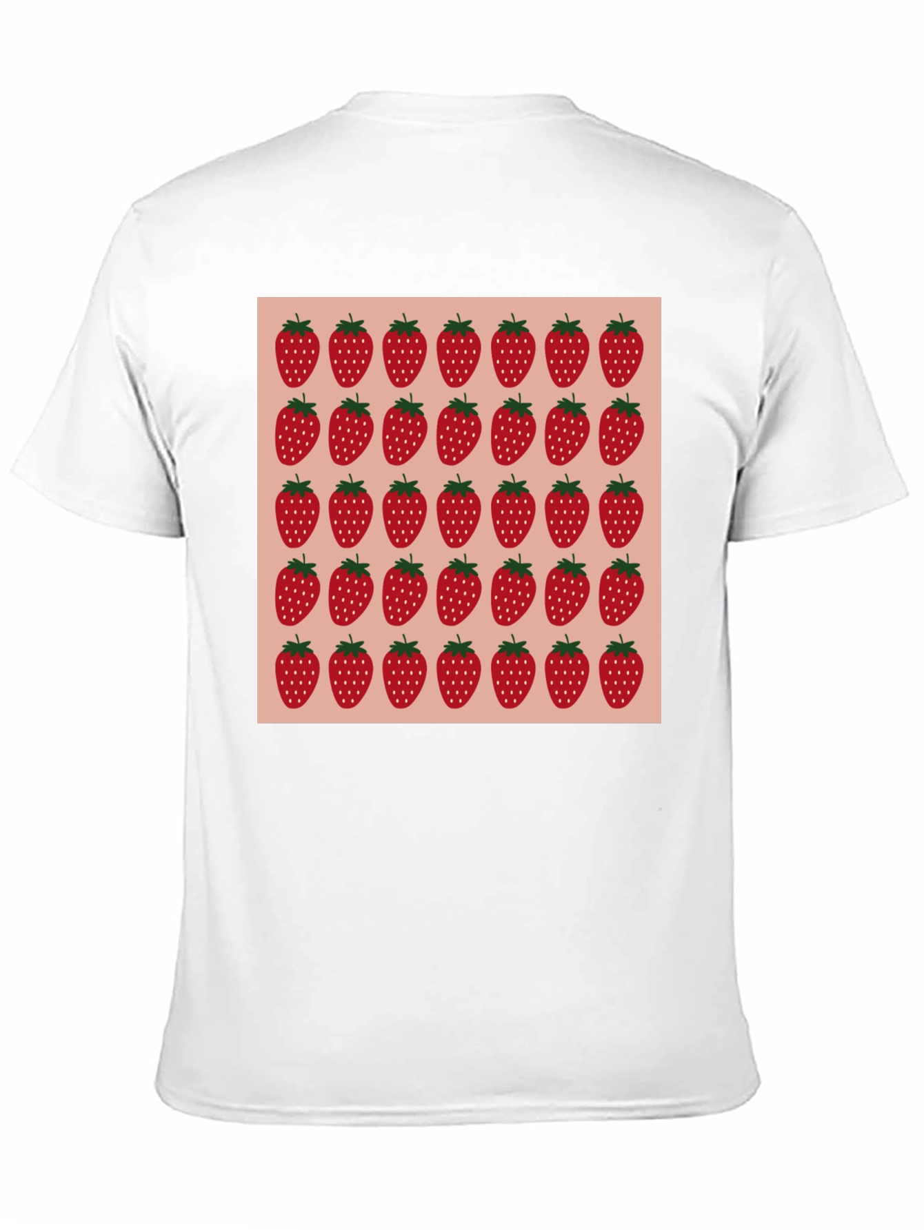 Strawberry Pattern Black T-Shirt