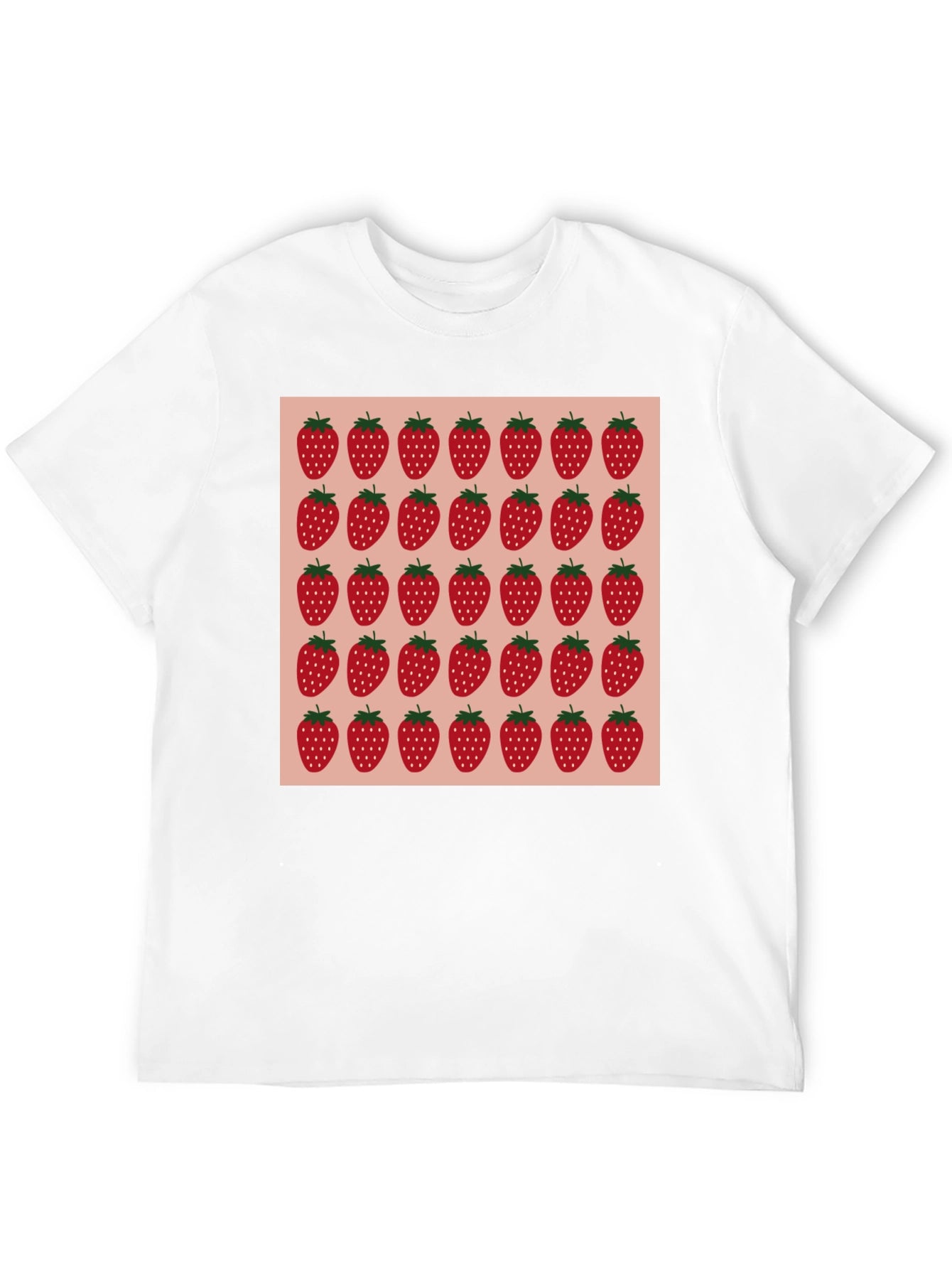 Strawberry Pattern Black T-Shirt