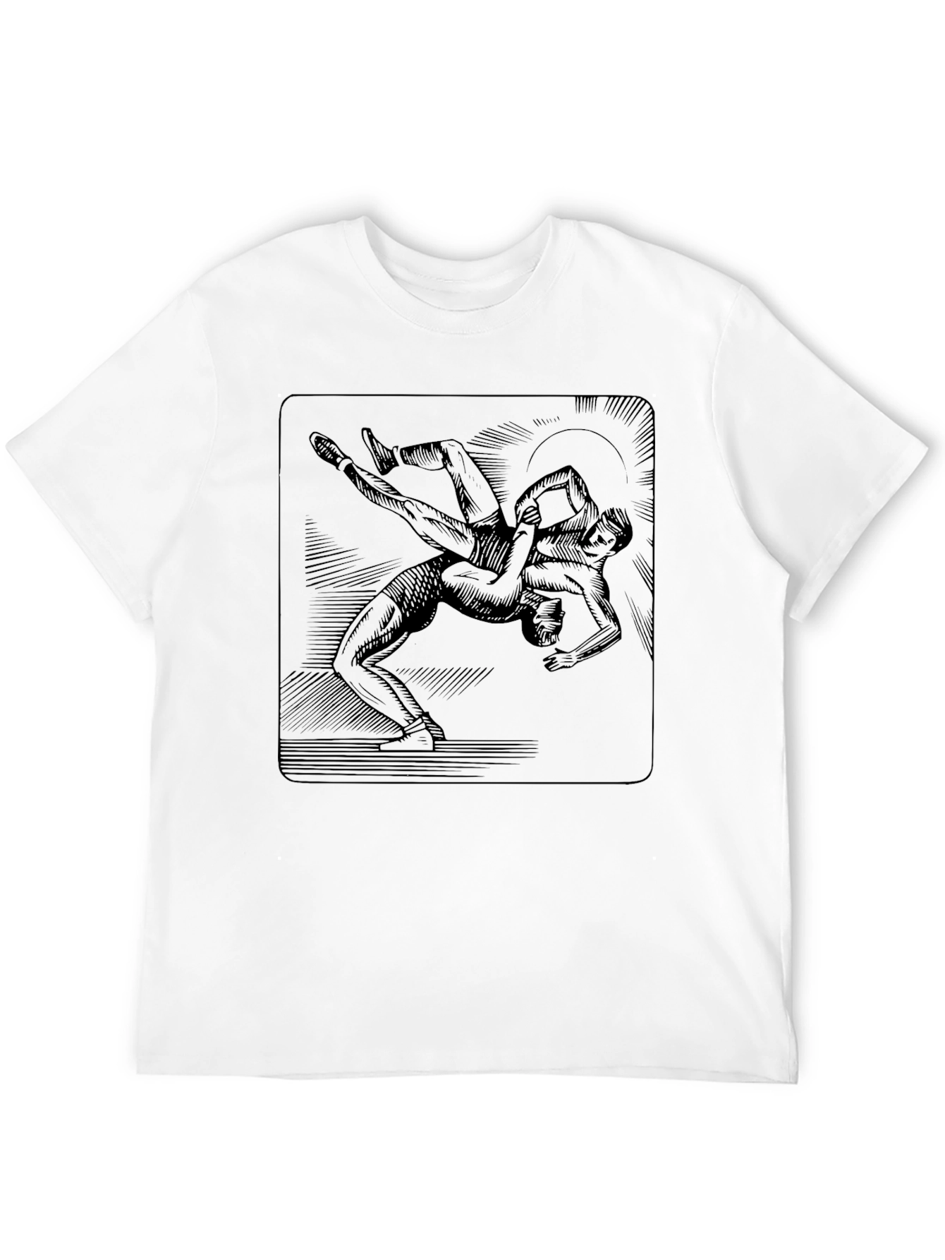 Wrestling Graphic Tee - Black Cotton Shirt