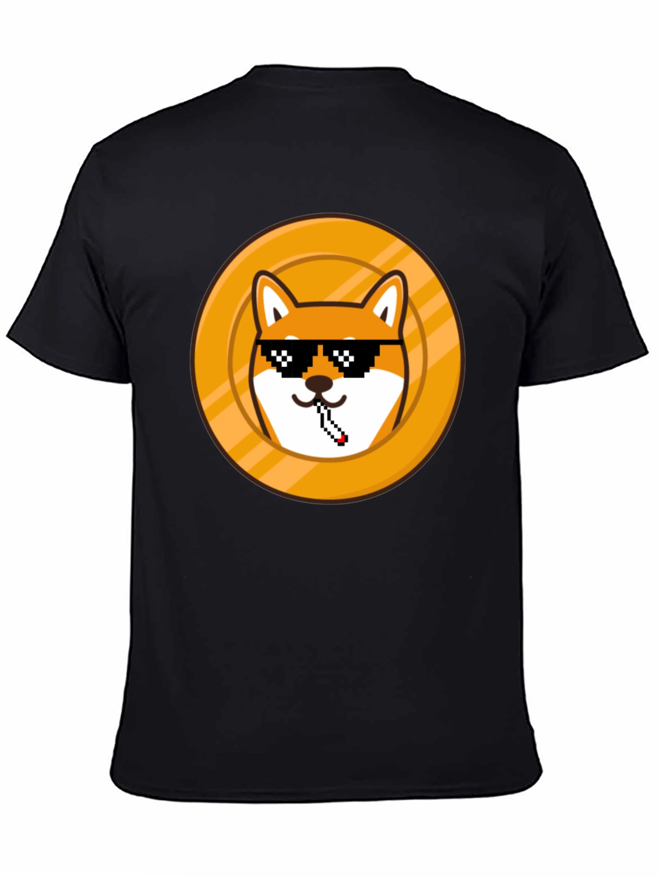 Doge Coin Pixel Art Black T-Shirt